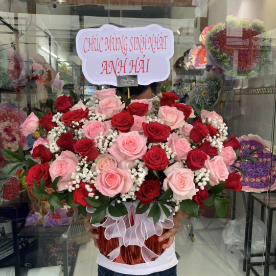 Hoa chúc mừng sinh nhật mix mau 
