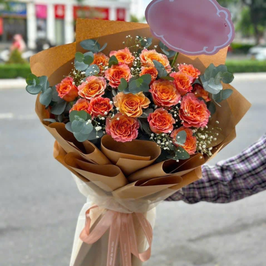 Bó hoa hồng cam tươi thắm - gửi lời chưa nói 